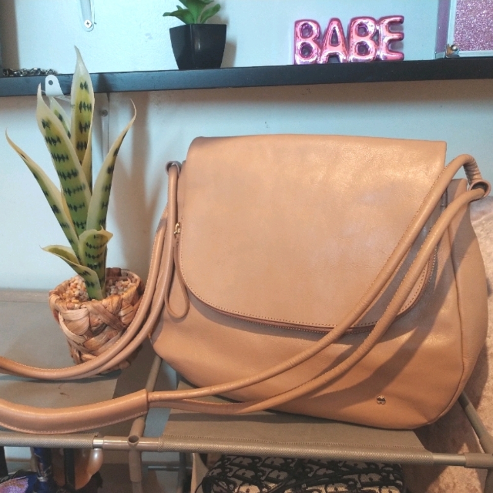 Halston Heritage Nude Flap Crossbody